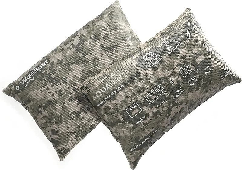 Wessper Sacos de desumidificador, reutilizáveis, recarregáveis, de sílica, dessecante, grânulos de humidade para caminhadas, mochilas, acessórios de campismo, 6 unidades 300 g — Humidificador
