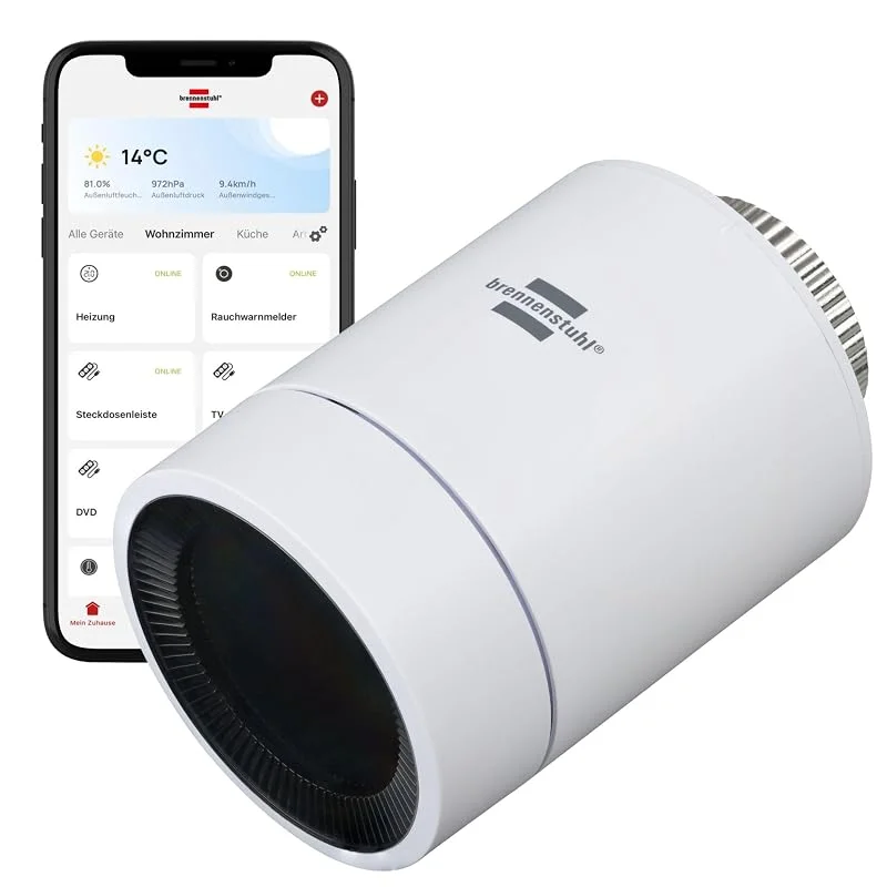 Brennenstuhl Connect Zigbee Termostato inteligente HT CZ 01 (termostato inteligente para economizar eletricidade, compatível com Alexa e Google Assistant, controlo do aquecimento através de uma