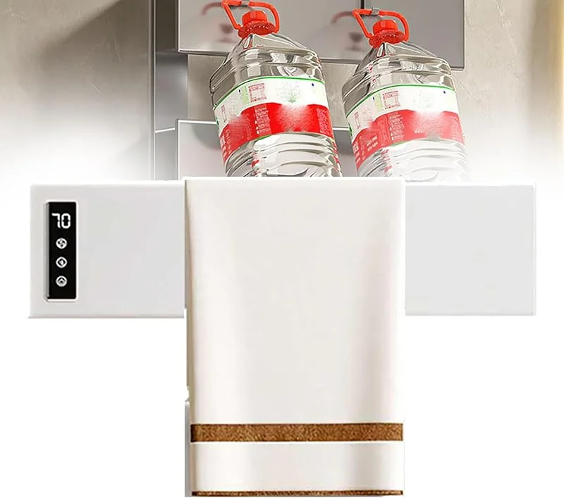 Aquecedor de toalhas de fibra de carbono, toalheiro elétrico de painel grande, interruptor temporizador (1 - 24 horas) controlo de temperatura 40 - 65 °, montagem na parede, para casa de banho — Aquecimento