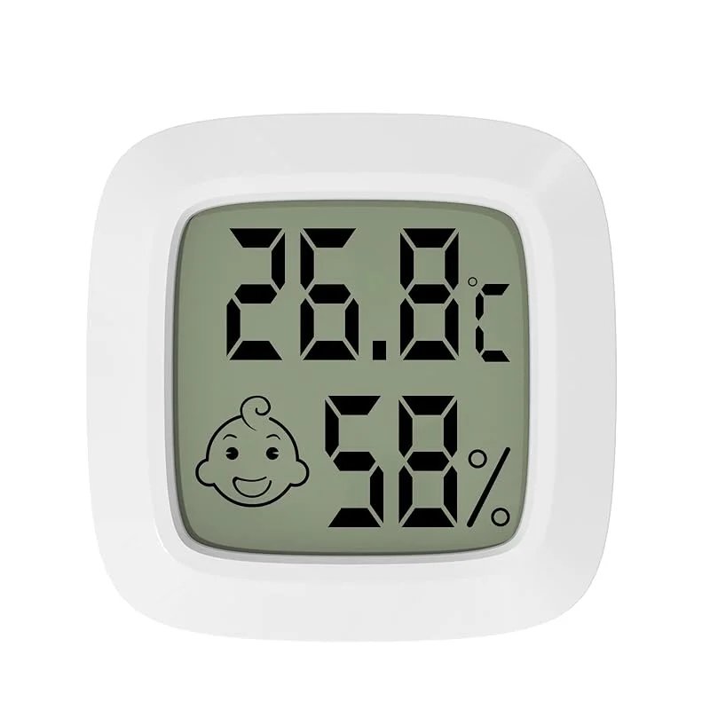 Jsdoin Mini termómetro digital higrómetro, termómetro interior com logótipo de conforto para casa escritório quarto jardim — Humidificador