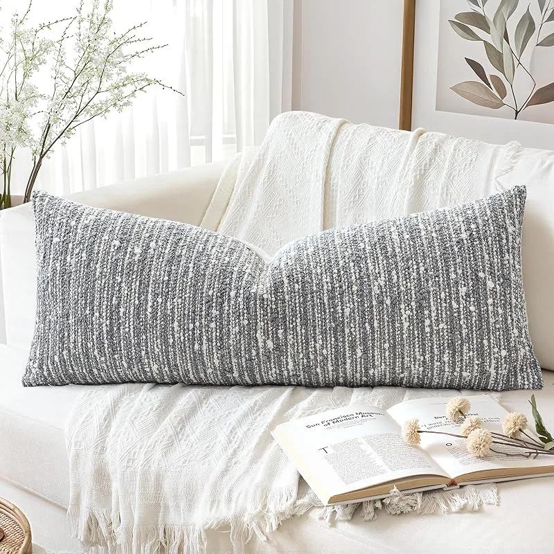Artscope Funda de Almohada Lumbar de 14 x 36 Pulgadas, Funda de Almohada Corporal súper Gruesa con Textura de bouclé, Estilo Moderno, Neutro, Estilo Italiano, para Dormitorio, Sala de Estar, sofá — Aquecimento